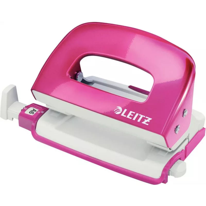 Leitz NeXXt Series WOW mini perforadora metálica, rosa, 2 taladros, 10 hojas, acabado metálico 5060-10-23