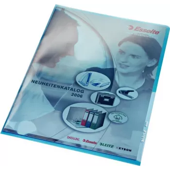 LEITZ Funda de documentos Premium A4, PVC, Azul, 0,15 mm, abierta por arriba y por los lados, apta para archivo, película rígida (4100-00-35)