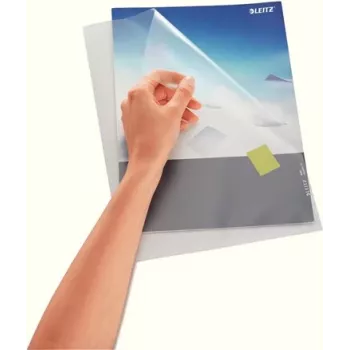 LEITZ funda de documentos estándar A4, polipropileno, granulado, azul, 0,13 mm, abierta por arriba y por los lados, segura para documentos, con pestaña 4000-00-35