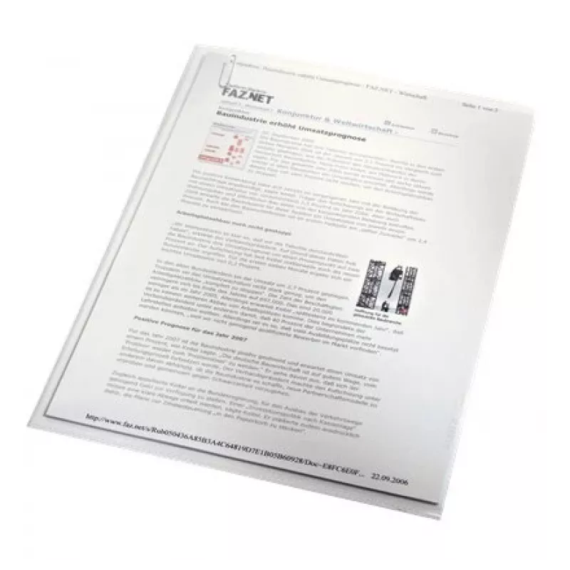 LEITZ funda de documentos estándar A4, polipropileno, granulado, azul, 0,13 mm, abierta por arriba y por los lados, segura para documentos, con pestaña 4000-00-35