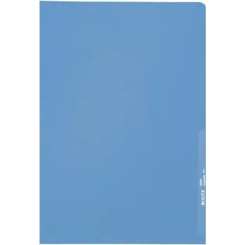 LEITZ funda de documentos estándar A4, polipropileno, granulado, azul, 0,13 mm, abierta por arriba y por los lados, segura para documentos, con pestaña 4000-00-35