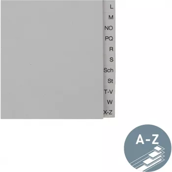 Índice de papel LEITZ A-Z, A4, media altura, 20 partes gris, 100 g/m², perforación 80 mm, con refuerzo de agujeros (6095-00-85)