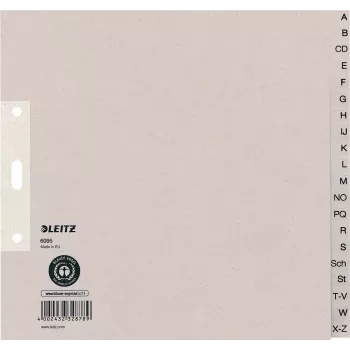 Índice de papel LEITZ A-Z, A4, media altura, 20 partes gris, 100 g/m², perforación 80 mm, con refuerzo de agujeros (6095-00-85)