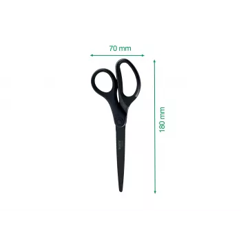 Leitz Titanium Quality Tijeras 180 mm, hojas de acero inoxidable con recubrimiento de titanio, mangos ergonómicos Soft-Grip, Negro/Rojo, para papel y tela 5419-60-95