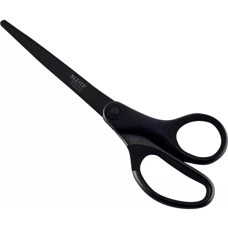 Leitz Titanium Quality Tijeras 180 mm, hojas de acero inoxidable con recubrimiento de titanio, mangos ergonómicos Soft-Grip, Negro/Rojo, para papel y tela 5419-60-95