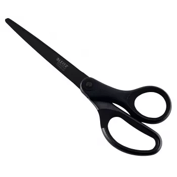 Leitz Titanium Quality Tijeras 180 mm, hojas de acero inoxidable con recubrimiento de titanio, mangos ergonómicos Soft-Grip, Negro/Rojo, para papel y tela 5419-60-95