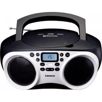 Lenco SCD-501 WH Reproductor de CD portátil con Bluetooth, radio FM, reproducción USB-MP3, Blanco/Negro