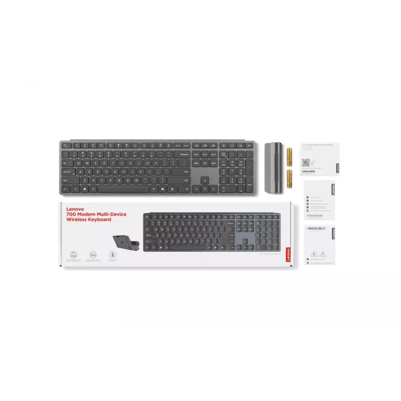 Lenovo 700 Teclado Inalámbrico Multidispositivo Moderno Lituano Luna Grey