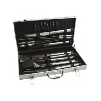 Leopold Vienna kit de barbacoa 18 piezas 8x24x27 cm maletín de acero inoxidable y aluminio plateado