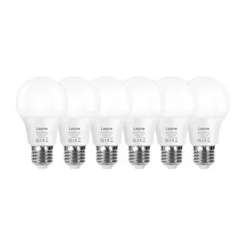 LEPRO 100089-WW-EU-6 Bombilla LED, E27, A60, 8,5 W (equivalente a 60 W), 806 lm, 2700 K Blanco cálido, 180° ángulo de apertura, pack de 6