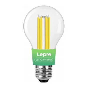 LEPRO 100094-WW-EU bombilla LED filamento E27, 7,2 W (equivalente a 100 W), 1521 lm, 2700K blanco cálido, clase energética A