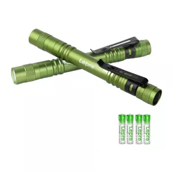 LEPRO 120023L-GN-2 Linterna LED, Pack de 2, 1000 Lúmenes, Zoom, IPX4 Resistente al Agua, 5 Modos, CREE XPE, Negro