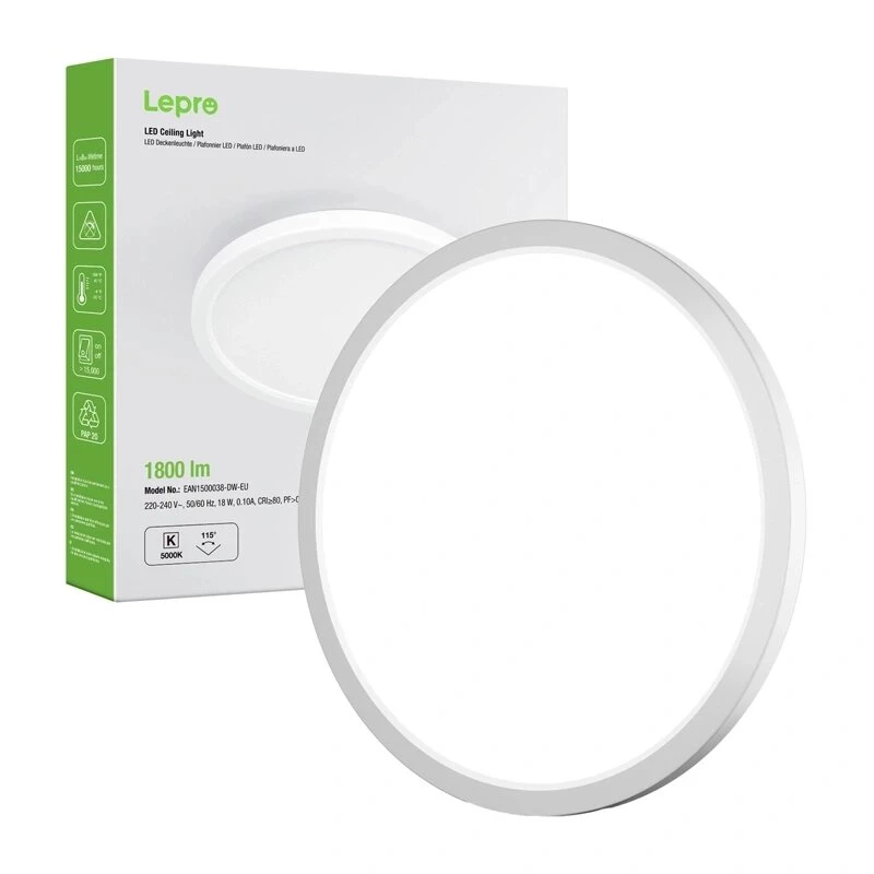Lámpara de techo LED LEPRO 1500038 18W 1800lm 4000K blanco neutro IP54 de superficie