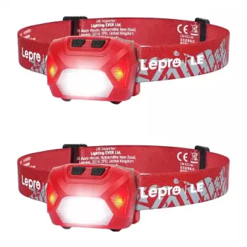 LEPRO 320014-R-2 Linterna frontal LED recargable por USB, 300 lm, pack de 2