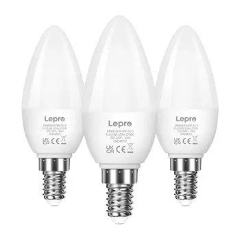 LEPRO 600059-WW-EU-3 Bombilla LED E14 C37 4,2W (equivalente a 40W) 470lm 2700K Blanco cálido 250° ángulo de apertura pack de 3
