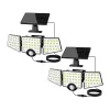 LEPRO 640005-DW-2 Lámpara solar con detector de movimiento, pack de 2, 600 lúmenes, 6500K blanco frío, IP65 impermeable, 3 modos, montaje en pared