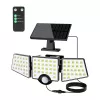 LEPRO 640005-DW Lámpara solar, 3000 lm, 6500K, 3 cabezales ajustables, iluminación 270°, IP65, sensor de movimiento, 2400 mAh