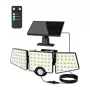 LEPRO 640005-DW Lámpara solar, 3000 lm, 6500K, 3 cabezales ajustables, iluminación 270°, IP65, sensor de movimiento, 2400 mAh