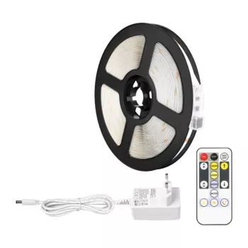 LEPRO PR410049-DWW-EU Tira LED RGB, 5m, 150 LEDs, Mando a Distancia IR de 24 Teclas, Regulable, Autoadhesiva, 12V, Interior