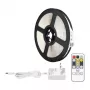 LEPRO PR410049-DWW-EU Tira LED RGB, 5m, 150 LEDs, Mando a Distancia IR de 24 Teclas, Regulable, Autoadhesiva, 12V, Interior