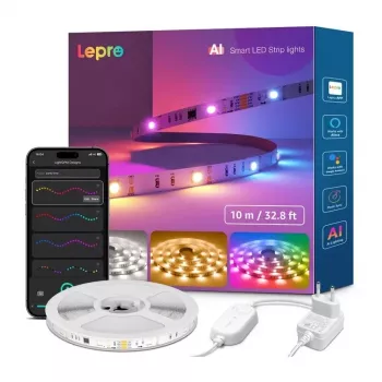 Lepro S2 Tira LED RGBIC inteligente de 10 m con Wi-Fi y Bluetooth, compatible con Alexa y Google Assistant
