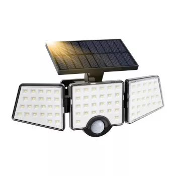 Lámpara solar LEPRO WL4000 – 4000LM, IP65, panel solar de 18W con sensor de movimiento y mando a distancia, cable de 5M