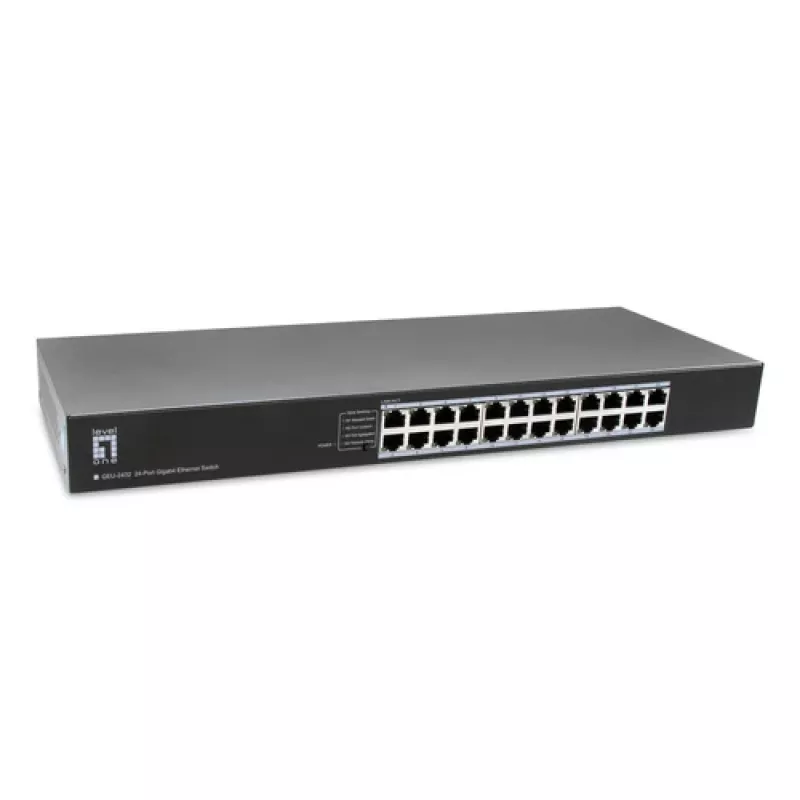 LevelOne GEU-2432 Switch Gigabit Ethernet de 24 puertos, conmutador DIP de 4 modos, montaje en rack de 19