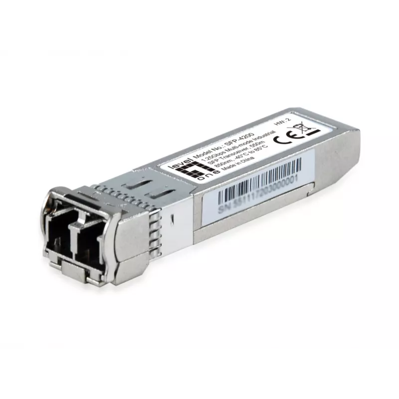 Transceptor SFP LevelOne 1.25Gbps, multimodo, dúplex LC, 850nm, 550m