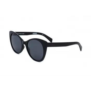 LEVI'S LV-1015-S-807 Gafas de sol cuadradas para mujer - Montura negra, lentes grises, protección UV400