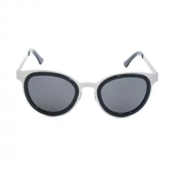 LGR FELI-SILVER01 Gafas de sol unisex - Montura de acetato plateada, lentes de policarbonato grises, protección UV400, 47/24/145 mm