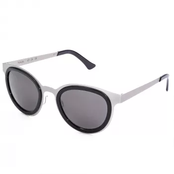 LGR FELI-SILVER01 Gafas de sol unisex - Montura de acetato plateada, lentes de policarbonato grises, protección UV400, 47/24/145 mm