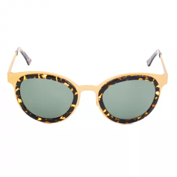 Gafas de sol LGR para mujer Feli Gold 09 - Montura de acetato pulida a mano, lentes CR-39 verdes, protección UV400