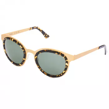Gafas de sol LGR para mujer Feli Gold 09 - Montura de acetato pulida a mano, lentes CR-39 verdes, protección UV400