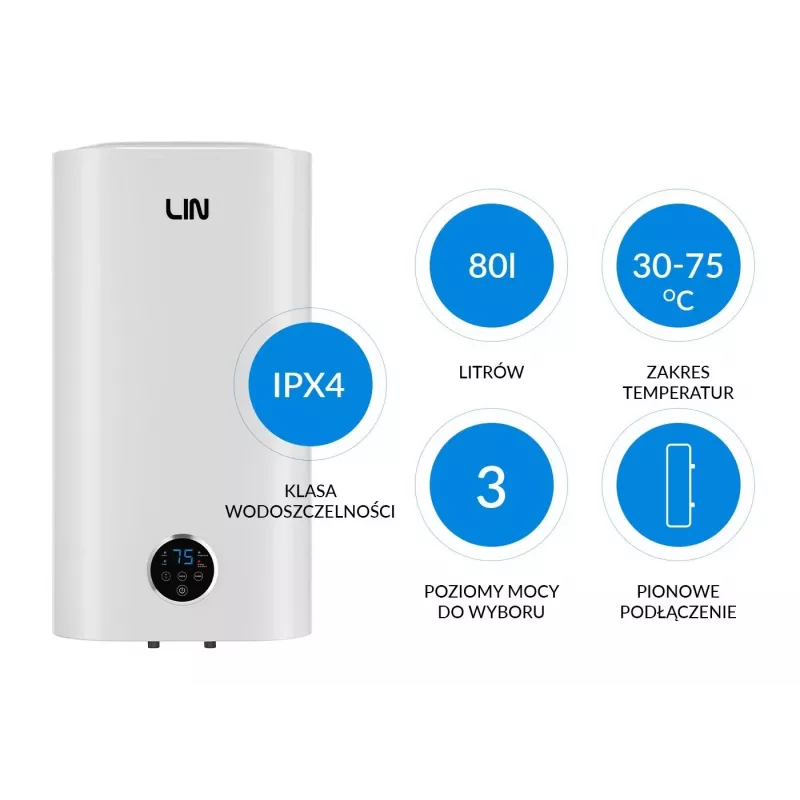 LIN LIFVD1SMWH 80L termo eléctrico inteligente, blanco, Wi-Fi