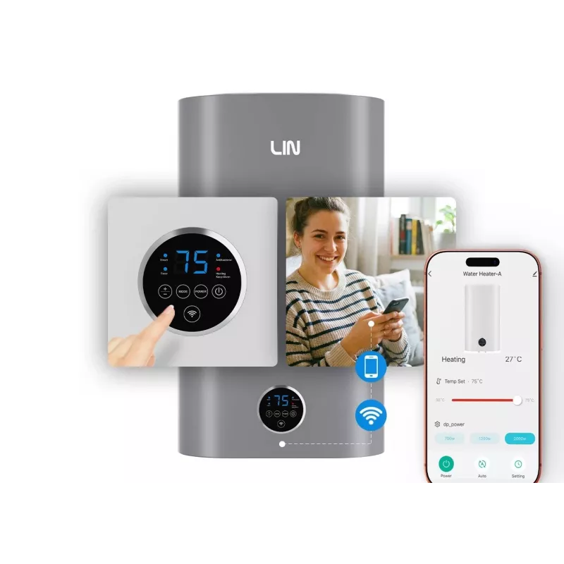 LIN LIFVD1SMGY 80L termo eléctrico universal, gris, Wi-Fi