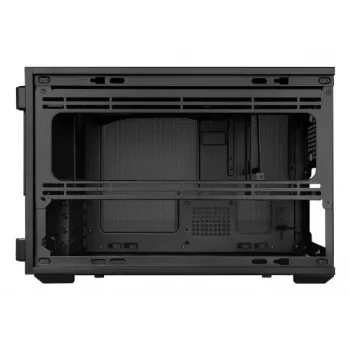 Caja de PC mini-torre Lian Li DAN Cases B4 Wood Edition, Micro-ATX, panel frontal de nogal, Negra