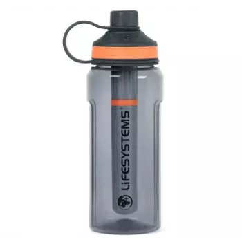 Lifesystems 44030 Botella con filtro de agua 600 ml con filtro de fibra hueca reemplazable – Gris/Azul