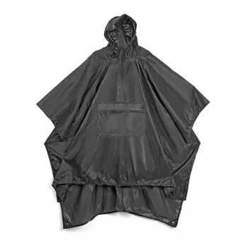 Poncho impermeable de viaje Lifeventure – nailon ripstop impermeable, negro, talla única