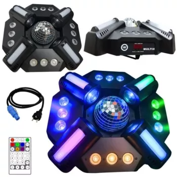 LIGHT4ME MULTIX Luz LED multiefecto 3 en 1 (Derby, estroboscopio, láser)