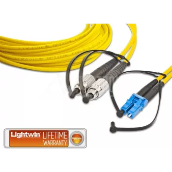 Lightwin LDP-09 cable de fibra óptica FC-LC 3.0 OS2 monomodo dúplex, 3m, amarillo LSZH, FC a LC UPC