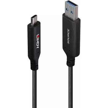 LINDY cable híbrido de fibra óptica de 10m USB 3.2 Gen 1 Type A a C - negro