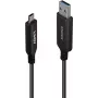 LINDY cable híbrido de fibra óptica de 10m USB 3.2 Gen 1 Type A a C - negro