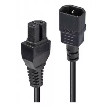 LINDY Cable de alimentación C14 a C15 de 3m, conector macho IEC C14 a conector hembra IEC C15, 10A 250V, H05VV-F, negro