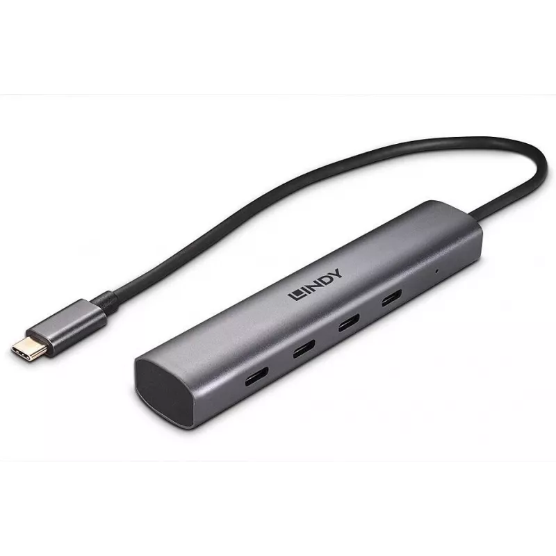 Lindy Hub USB 3.2 Gen 2 Type-C de 4 puertos para conectar cuatro dispositivos USB Type-C a través del puerto USB Type-C del ordenador (43384)
