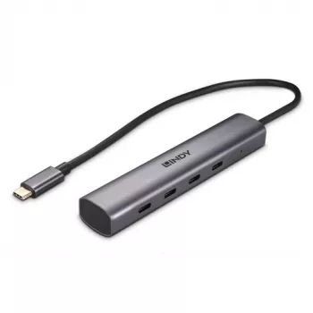 Lindy Hub USB 3.2 Gen 2 Type-C de 4 puertos para conectar cuatro dispositivos USB Type-C a través del puerto USB Type-C del ordenador (43384)