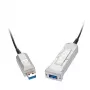 Lindy cable alargador activo híbrido USB 3.0 de 50m, fibra óptica y cobre, 5Gbps, LSZH, negro 42701