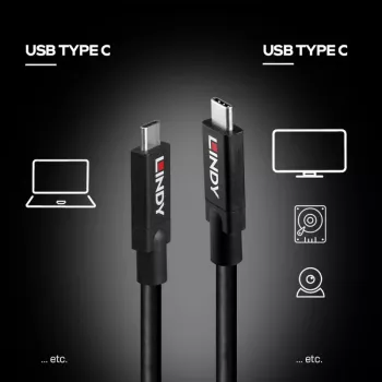 Cable activo Lindy 43439 USB 3.2 Gen 2 USB-C a USB-C, 8 m, 10 Gbps, 8K60, 100 W PD