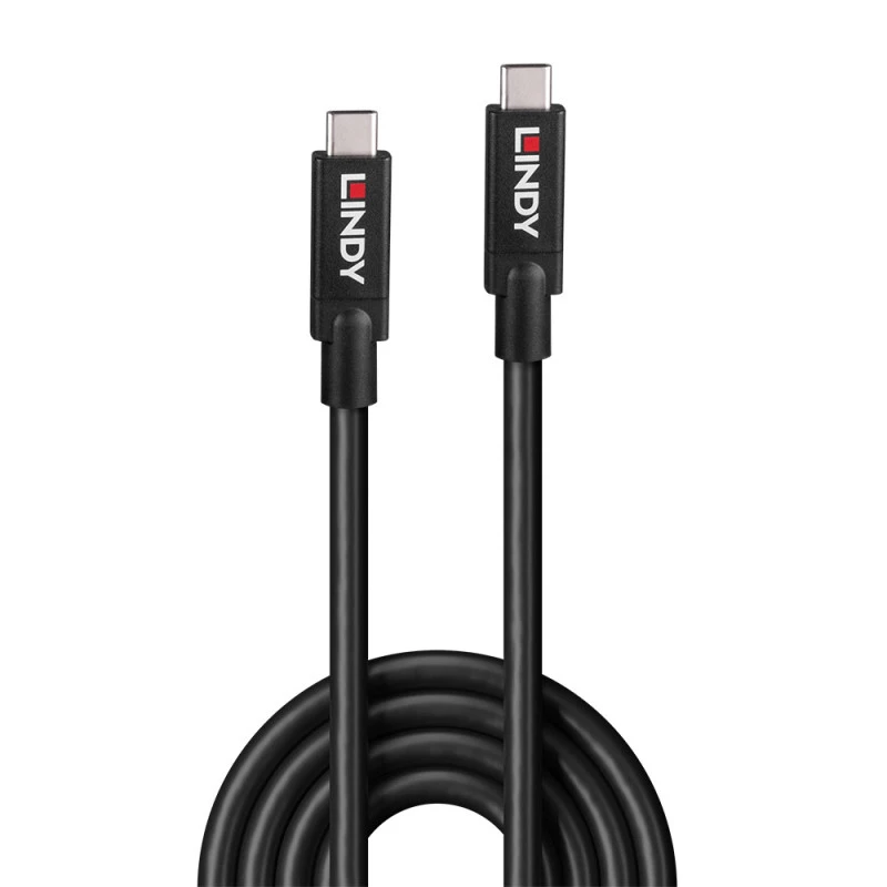 Lindy 43439 USB 3.2 Gen 2 Cable activo de USB-C a USB-C, 8 m, 10 Gbps, 8K60, 100 W PD