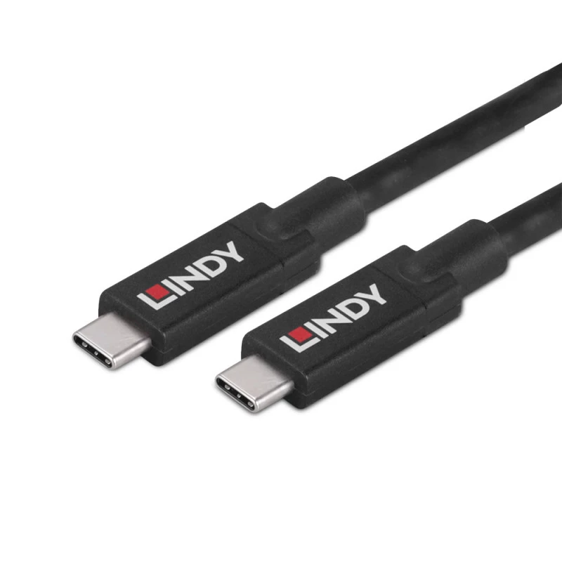 Lindy 43439 USB 3.2 Gen 2 Cable activo de USB-C a USB-C, 8 m, 10 Gbps, 8K60, 100 W PD