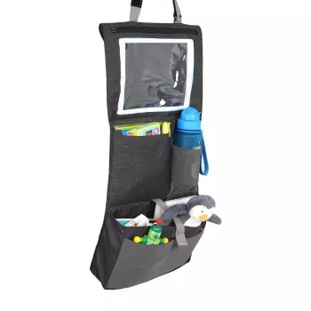 LittleLife Organizador para asiento de coche L16080 - Poliéster resistente con 8 bolsillos y soporte para tablet